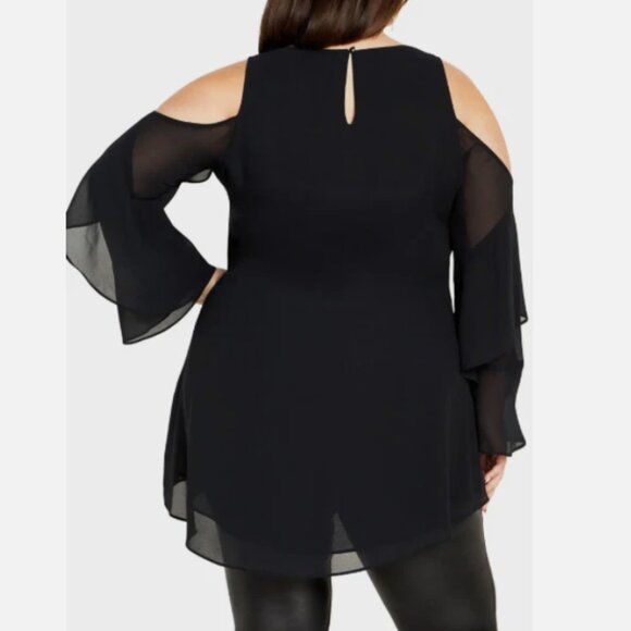 CITY CHIC Plus Size Hi-Low Cold Shoulder Long Sleeve Top - Picture 2 of 11